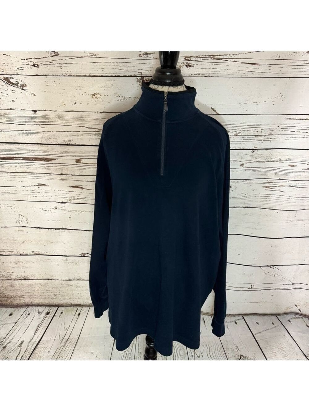 Daniel Cremieux Signature Collection ¼ Zip Cotton Pullover Blue XL